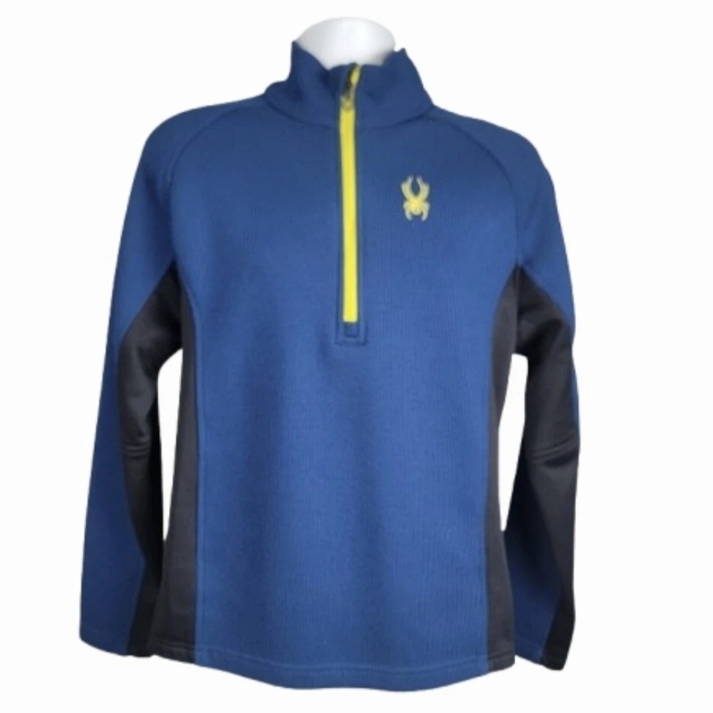 Spyder Outbound Sweater Mid Weight Logo Blue & Yellow Knit 1/4 Zip Men's Size M